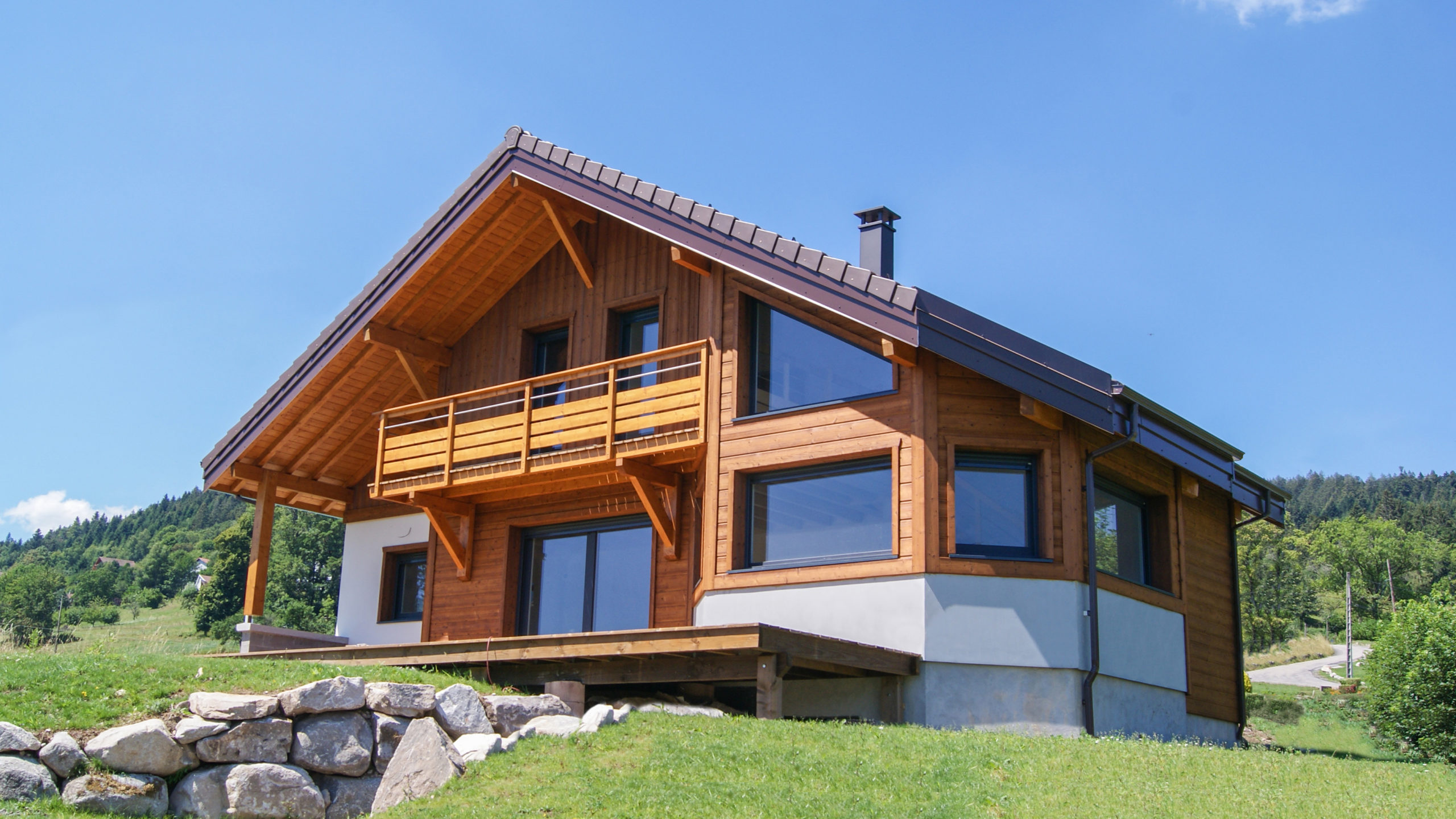 Maisons et chalets bois GICO Constructions Vosges - Gamme contemporaine ossature bois mixte