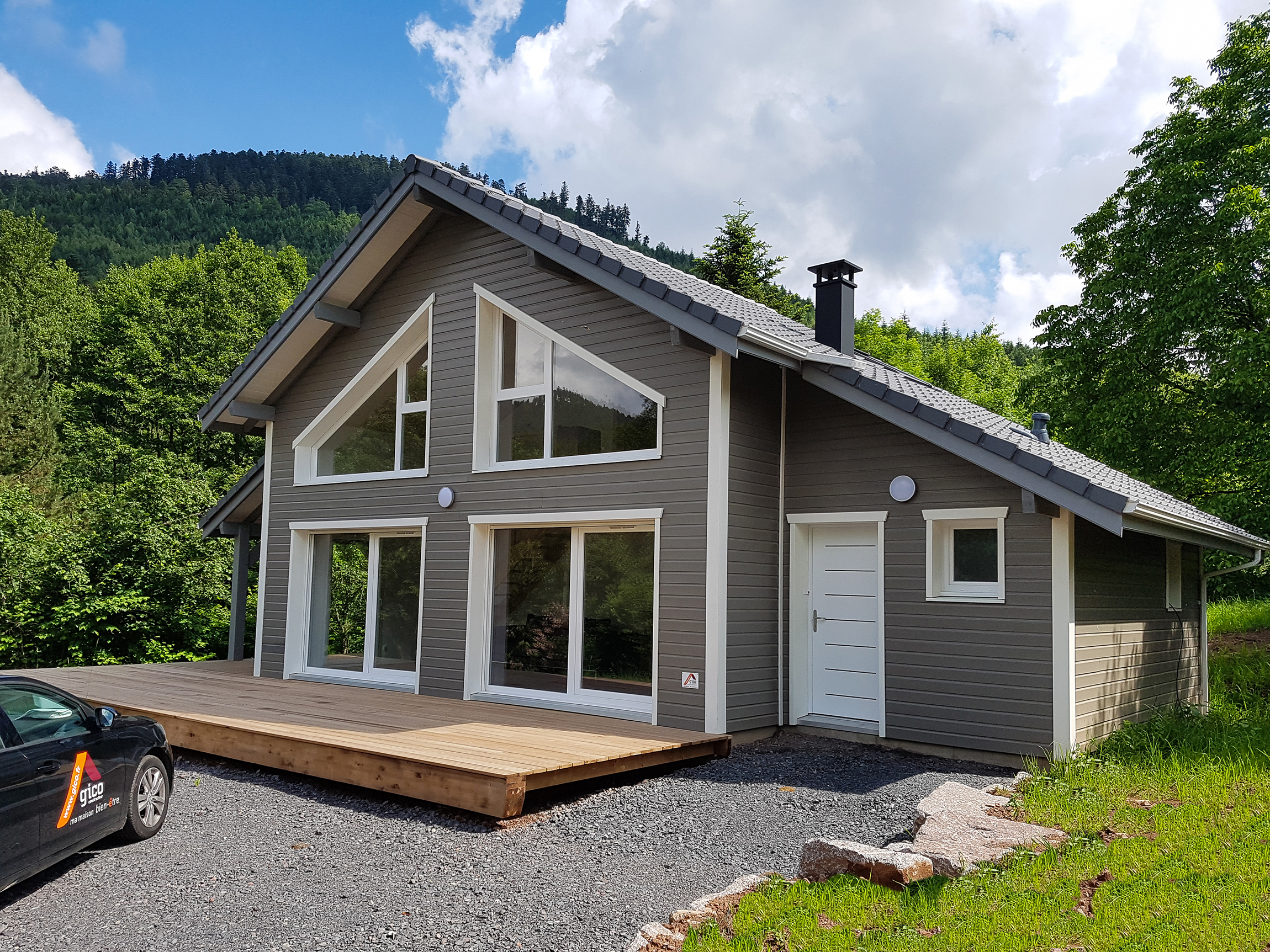 Maisons et chalets bois GICO Constructions Vosges - Ossature bois bardage2