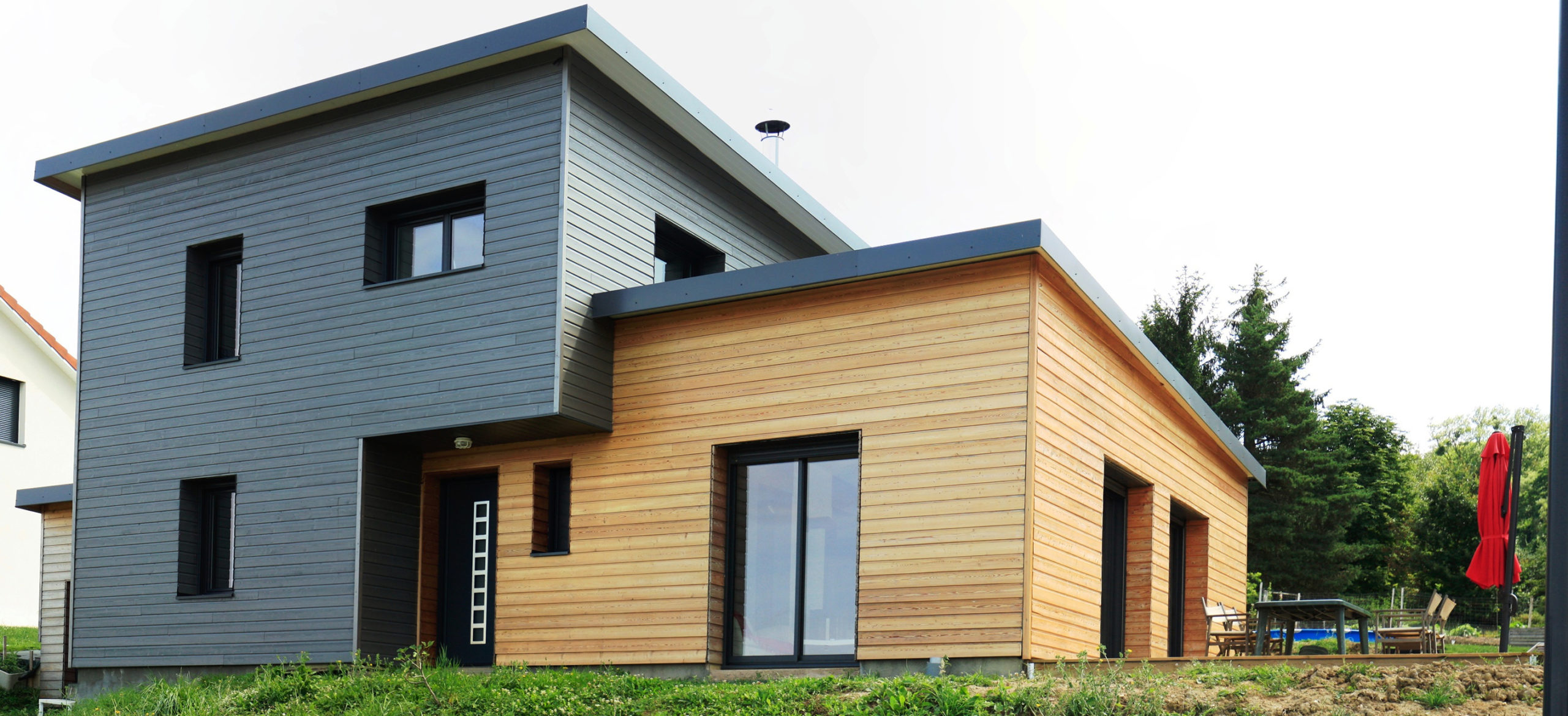 Maisons et chalets bois GICO Constructions Vosges -Ossature bois maison decrochement2